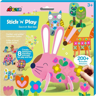 Set kreativ me ngjitëse Avenir Stick N Play Secret Garden, 8 figura, 200+ ngjitëse, shumëngjyrësh