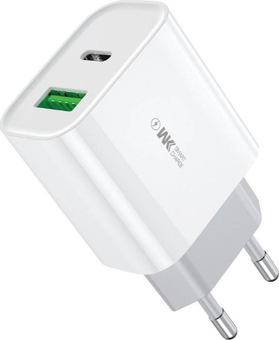 Karikues muri Wekome WP-U53, USB-C PD 20W, USB-A QC3.0 18W, i bardhë