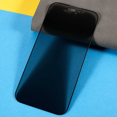 Mbrojtëse ekrani Privacy për iPhone 14 Pro, xham i fortë, me kornizë të zezë