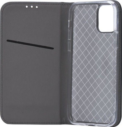 Këllëf magnetik‑portofol për Huawei P10 Lite, me kornizë TPU, që rri dhe si këmbës, ngjyrë e zezë