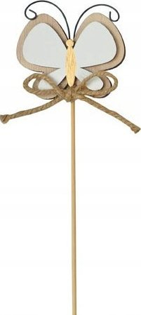 Dekor druri flutur me shkop, 28cm, e bardhë