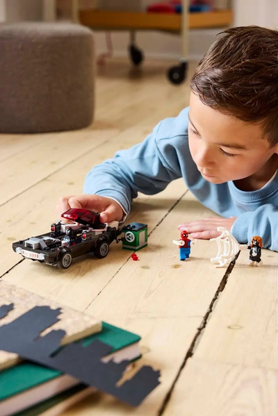 Set ndërtimi Lego Marvel 76309, Spider Man vs Venom Muscle Car, 3 mini figura, shumëngjyrësh