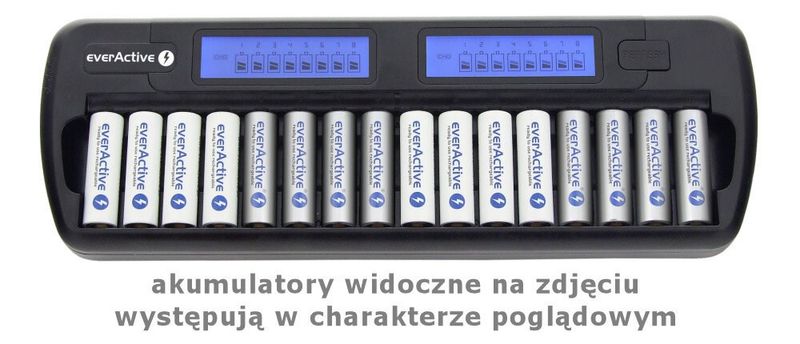 Karikues baterish EverActive NC-1600, 16 slote, AA AAA, me ekran LCD, i zi
