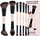 Set furçash grimi Jessup Makeup Lover Collection VI, 7 copë, me dy anë, nude e zezë