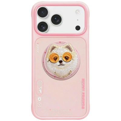 Kapak telefoni Nimmy Glasses Cool Dog MagSafe për iPhone 17 Pro, mbrojtës, rozë