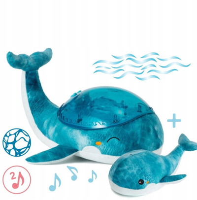 Set lodrash për natë Cloud B Tranquil Whale, dritë nate me projeksion, melodi qetësuese, blu