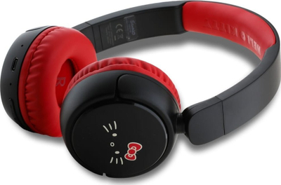 Слушалки Bluetooth Hello Kitty HKOBHV6ROKFR, безжични, со микрофон, црни со црвено