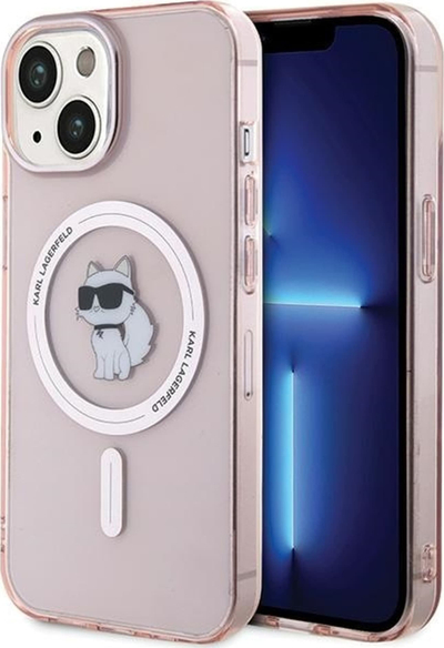 Mbulesë telefoni Karl Lagerfeld KLHMP15SHFCCNOP, për iPhone 15 14 13 6.1", MagSafe, rozë