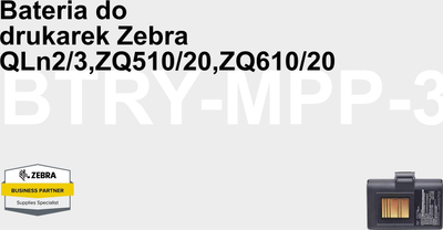 Bateri për printer portabël Zebra BTRY MPP 34MA1 01, standart, për ZQ610 edhe ZQ620, e zezë