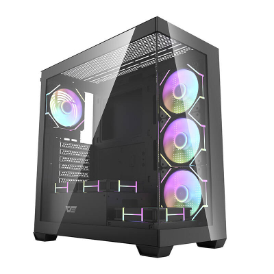 Kasa PC DarkFlash DS900, ATX MIDI Tower, 7 ventilatorë ARGB, e zezë