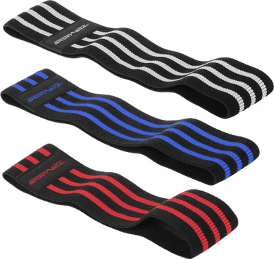 Shirita rezistence për ushtrime SportVida Mini Hip Band, set 3 copë, material tekstil, shumëngjyrëshe