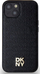 Futrollë DKNY DKHMP14SPSHRPSK, për iPhone 14 15 13, hardcase lëkurë, MagSafe, e zezë