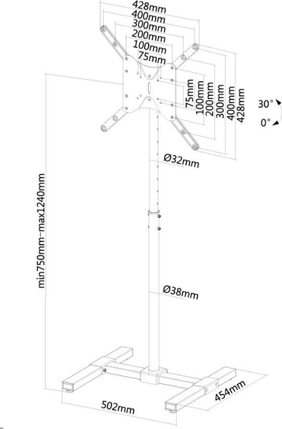 Qendrim dyshemeje për TV Neomounts NS-FS100BLACK, 10" 55", i zi