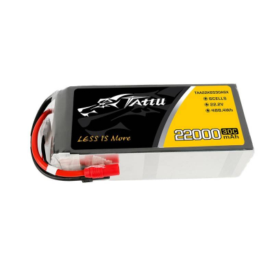 Bateri LiPo Tattu 22000mAh, 22.2V, 30C, e zezë