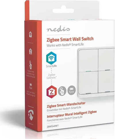 Çelës muri smart ZigBee Tuya, 4 butona, pa tela, i bardhë