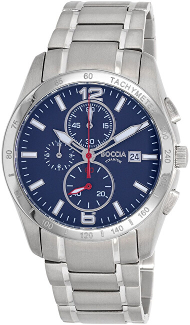 Orë për meshkuj Boccia Titanium Sports 3767-03, e argjendtë/kaltër