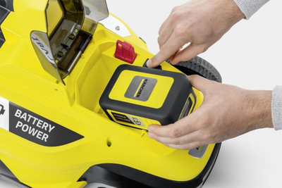Kositëse bari me bateri Karcher LMO 18-36, 18 V, e verdhë me të zezë