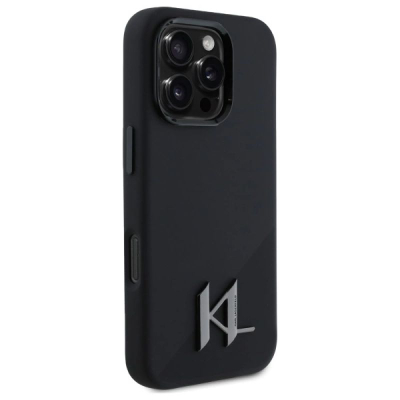 Kuti telefoni Karl Lagerfeld MagSafe për iPhone 16 Pro, silikon, me magnet, e zezë