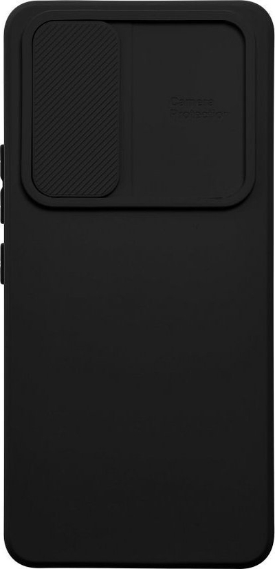 Maskë silikoni për Samsung Galaxy A15 4G, me kapak kamere që rrëshqet, TPU, e zezë