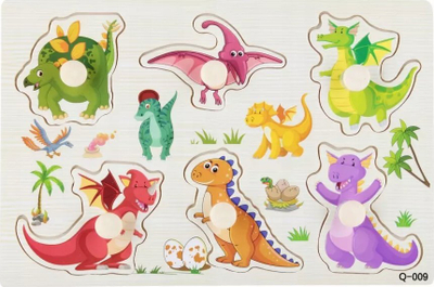 Puzzle druri Mc Folia Wooden Puzzle Dino, 23x15x1 cm, shumëngjyrësh