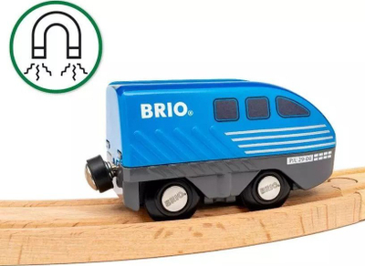 Lodër tren Brio World Pull Back Train, pa bateri, me magnet, blu