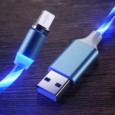 Kabllo magnetike KK21S 3 ne 1, 1m, me LED, blu