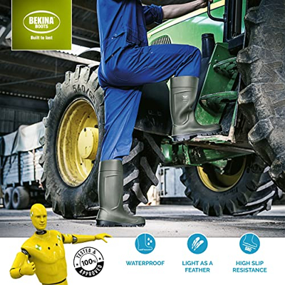 Çizme pune Bekina Steplite Easygrip, jo sigurie, kundër rrëshqitjes, jeshile e errët