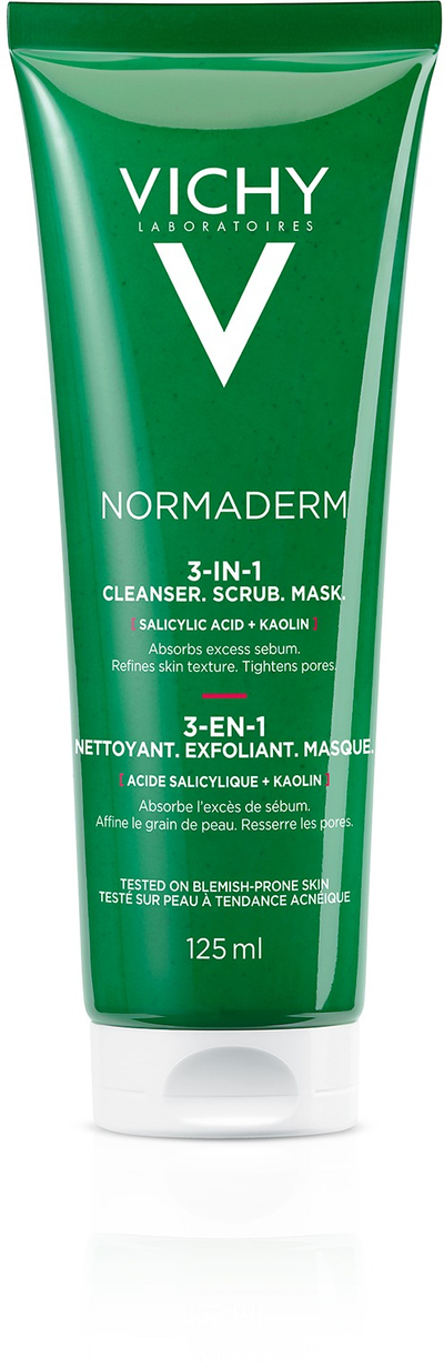 Xhel fytyre Vichy Normaderm 3in1, scrub dhe maskë, 125ml