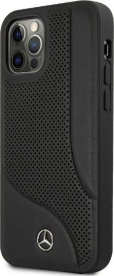 Mbrojtëse telefoni Mercedes-Benz Hard Case, për iPhone 12 Pro Max, lëkurë natyrale, e zezë