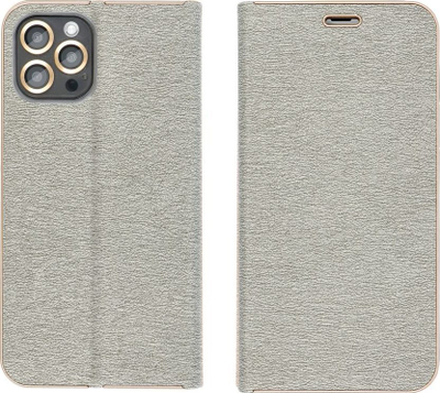 Këllëf telefoni LUNA Book Gold për Xiaomi Redmi Note 12s, tip portofoli, me xhep kartash, ngjyrë argjendi e hijshme