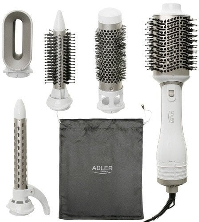Фен и апарат за кадрици Adler AD 2027, 1200W, 2 нивоа на температура, бел