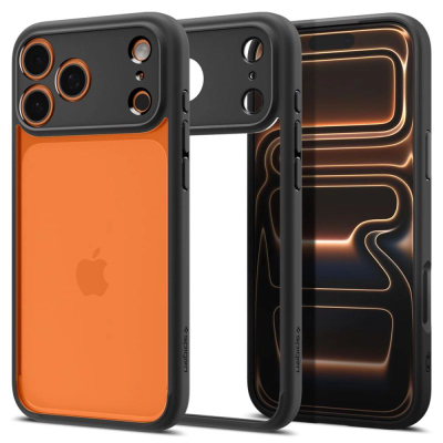 Mbrojtëse telefoni Spigen Ultra Hybrid për iPhone 17 Pro Max, transparente, me kornizë të zezë fleksible
