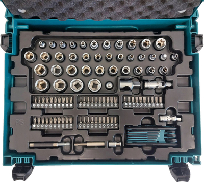 Set veglash Makita 120 copë, çelik chrome vanadium, kuti Makpac