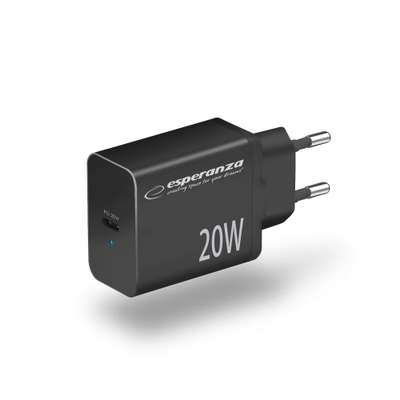 Karikues rrjeti Esperanza EZC104K, 20W, karikim i shpejtë, i zi