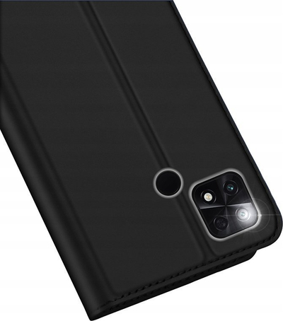 Këllëf telefoni DuxDucis Skin Pro për Xiaomi Poco C40, tip libër, me xhep karte, i zi