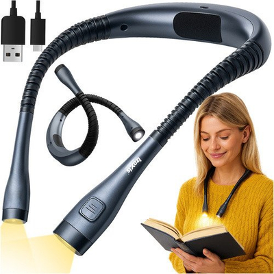 Dritë leximi për qafë Izoxis 25675, LED, rikarikueshme USB C, gri
