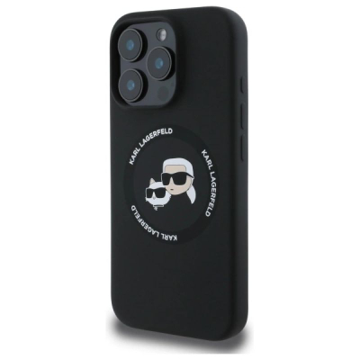 Mbrojtëse telefoni Karl Lagerfeld Liquid Silicone K&CH Heads, MagSafe, për iPhone 16 Pro Max, e zezë