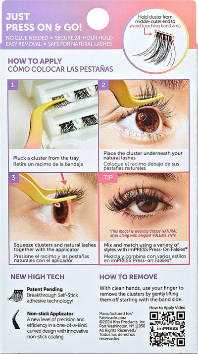 Qerpikë artificialë KISS ImPRESS Press on Falsies Classy Natural, vetëngjitës, pamje natyrale