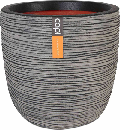 Vazo dekorative Capi Europe Ball Planter Rib NL 43x41, për mrena dhe jashtë, anthracite e zezë