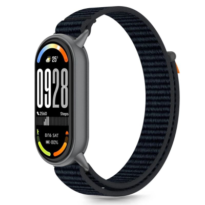 Rrip ore Tech-Protect Nylon Pro për Xiaomi Smart Band 8 9 10, najlon i mirë, mbyllje metalike, i zi me portokalli