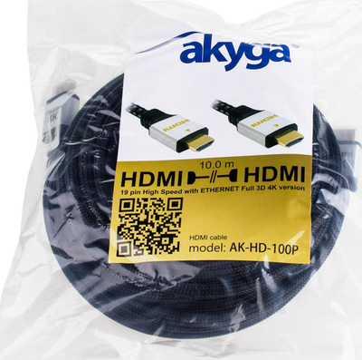 Kabllo HDMI Akyga AK-HD-100P, 10m, 4K, e argjendtë