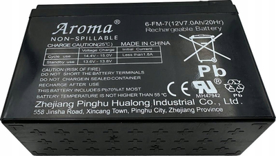 Bateri Aroma 12V 7Ah, xhel, e zezë