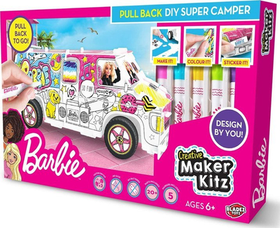 Set ndërtimi Barbie DIY Super Camper, kamper lodër me tërheqje, për fëmijë