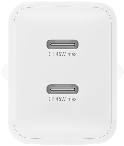Ѕиден полнач 4smarts PDPlug Dual 540400, 45W GaN, 2 USB-C порти, бел
