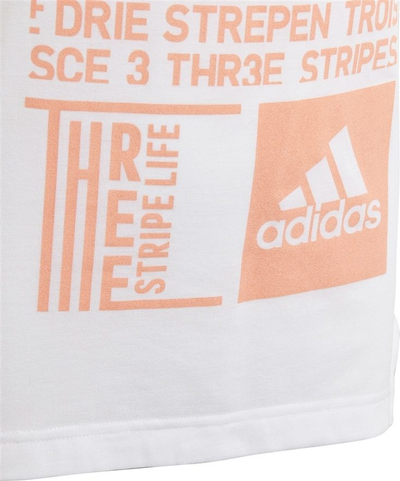 Bluzë sportive për kalamaj adidas YG TR Graph Tee, madhësia 170, me print grafik, e bardhë