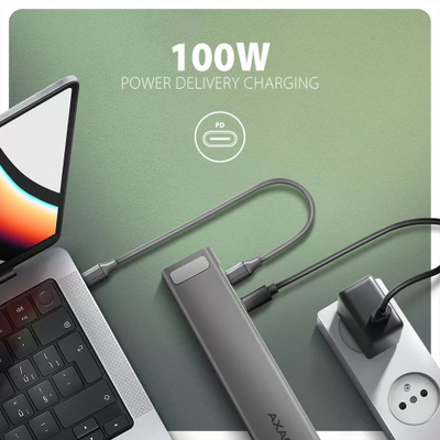 Hub USB Axagon HMC-10HLS, 9në1, USB-C, 4K, ngjyrë argjendi