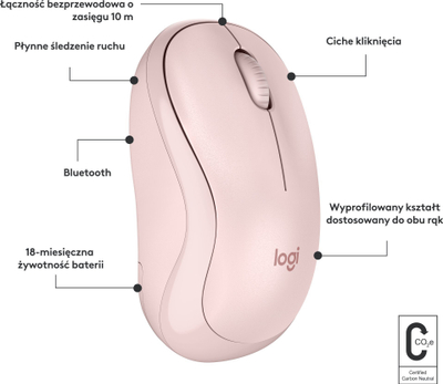 Set maus dhe mousped Logitech M240 Silent, Bluetooth, Studio Series, rozë dhe gri