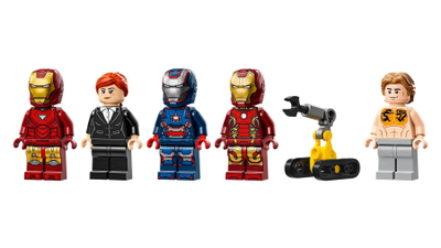 Set lodër LEGO Marvel Iron Man Laboratory Hall of Armor, me figurina, për fëmijë, shumëngjyrësh