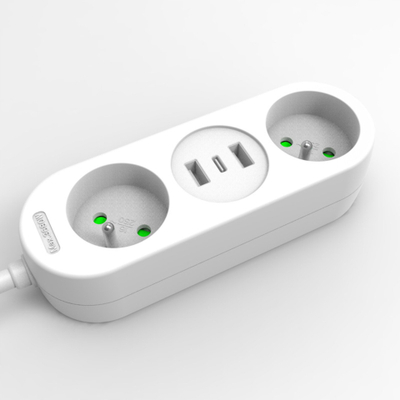 Zgjatës Solight PP154C, 2 priza, USB A+C 17W, 1.5m, i bardhë