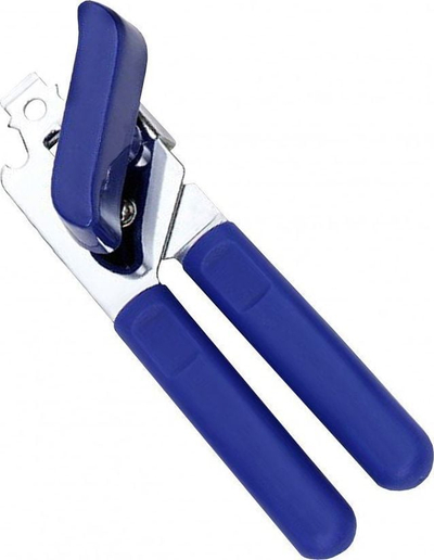 Hapëse konservash Axentia, çelik inox, doreza plastike, blu